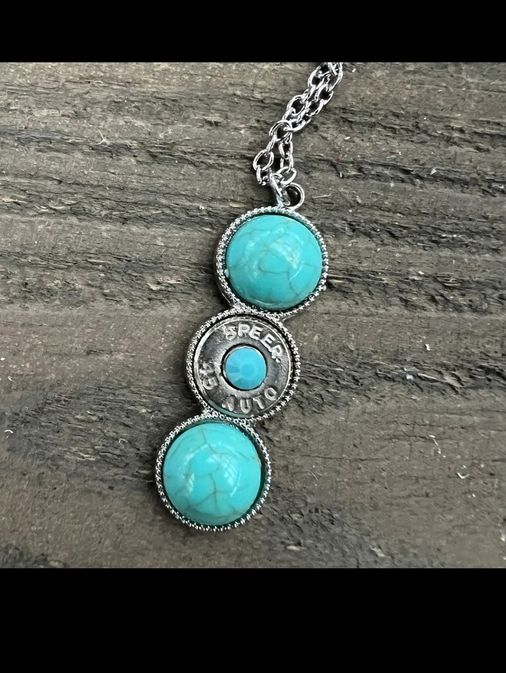 Triple 45 Auto Turquoise Bullet Necklace